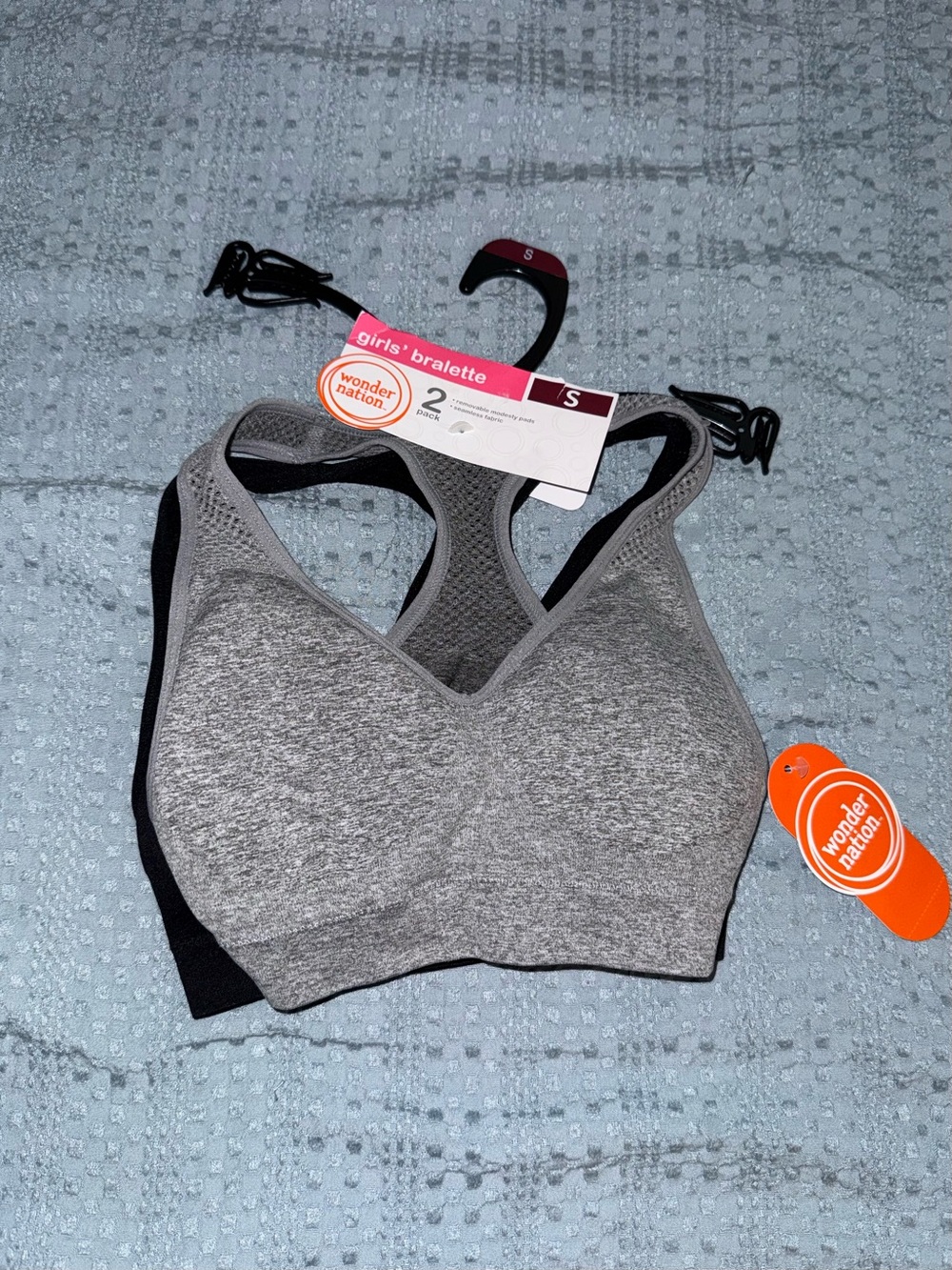 Wonder Nation Girls' Gray Seamless Bralette - 2-Pack